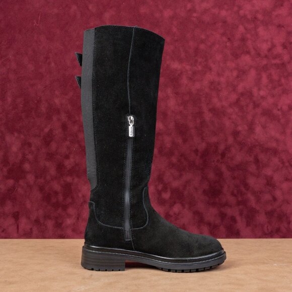 Blondo Women Reagan Waterproof Black Suede Stretch Moto Knee Boots sz 7 - Picture 10 of 10